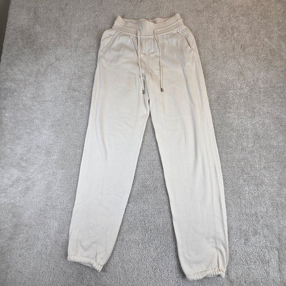 Loro Piana Quiberon Joggers Womens 36 Ivory Silk Cotton Knit Pants Italy US 2-4